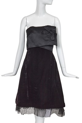 Lot 447 - A Christian Dior London black satin and velvet cocktail dress, circa 1960