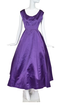 Lot 469 - A Cristóbal Balenciaga haute couture purple silk satin evening dress, circa 1964
