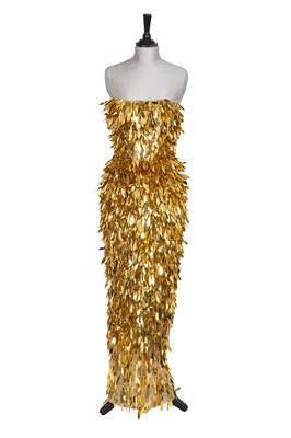 Lot 114 - An Alexandre Vauthier haute couture embellished gold strapless evening gown, Autumn-Winter 2023-24