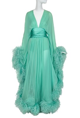 Lot 103 - An Alexandre Vauthier haute couture aquamarine silk chiffon evening gown, Autumn-Winter 2020-21