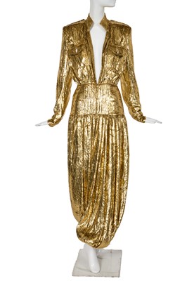 Lot 101 - An Alexandre Vauthier haute couture gold lurex velvet jumpsuit, Spring-Summer 2020