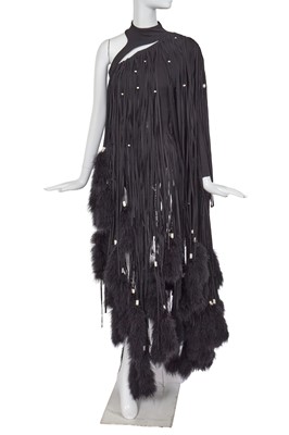 Lot 106 - An Alexandre Vauthier haute couture black silk-blend fringed body, Autumn-Winter 2021-22