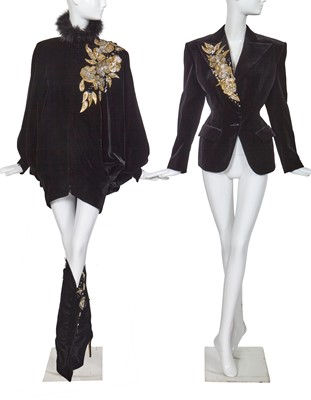 Lot 107 - An Alexander Vauthier haute couture embellished black silk velvet ensemble, Spring-Summer 2022