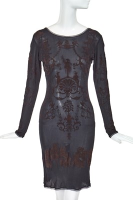 Lot 347 - A Vivienne Westwood flocked ribbed silk jersey dress, 'Salon' collection, Spring-Summer 1992