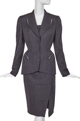 Lot 290 - A Thierry Mugler grey pinstriped wool suit, circa 1992