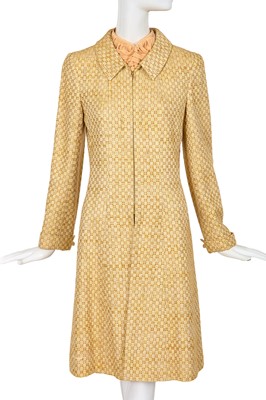 Lot 21 - A Chanel by Karl Lagerfeld peach and brown silk and tweed ensemble, Cruise 2001