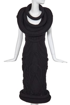 Lot 143 - A rare Alexander McQueen black knitted wool dress, 'The Horn of Plenty' collection, Autumn-Winter 2009-10
