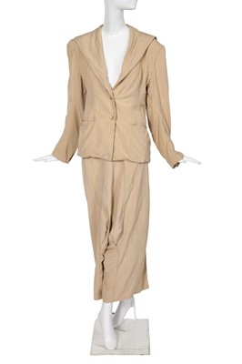 Lot 405 - A John Galliano beige rayon-blend suit, 'Panniers' collection, Spring-Summer 1987