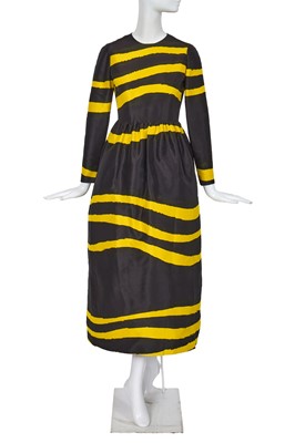 Lot 460 - A Christian Dior haute couture by Marc Bohan striped black silk faille evening dress, Autumn-Winter 1971-72