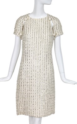Lot 438 - A Christian Dior by Marc Bohan white silk and sequin cocktail dress, Autumn-Winter 1966-67