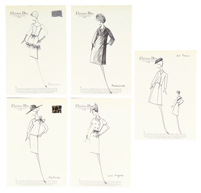 Lot 450 - Christian Dior by Marc Bohan haute couture fashion sketches, 1961-62