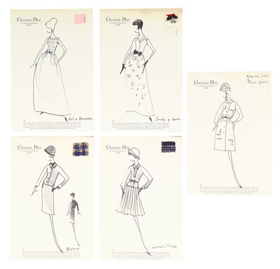 Lot 449 - Christian Dior by Marc Bohan haute couture fashion sketches, 1961-62