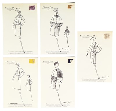 Lot 444 - Christian Dior by Marc Bohan fashion sketches, early 1960s