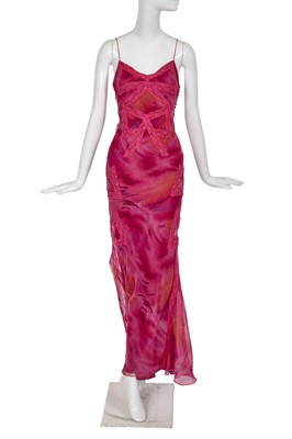 Lot 325 - A Christian Dior by John Galliano pink chiffon and lace evening dress, circa 1998