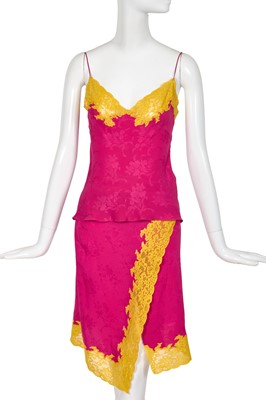 Lot 320 - A Christian Dior by John Galliano pink damask silk ensemble, 'Sportswear on Heels' collection, Autumn-Winter 1998-99