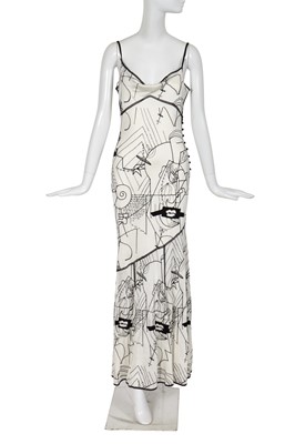 Lot 230 - A John Galliano printed white jersey evening dress, 'Picasso' collection, Spring-Summer 2001