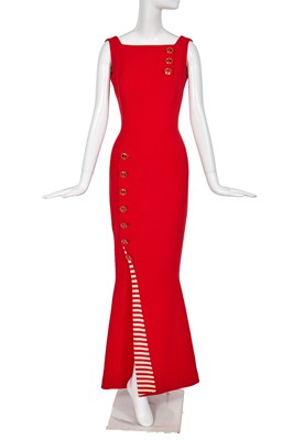 Lot 279 - A Gianni Versace red crêpe evening gown, collection, Spring-Summer 1993