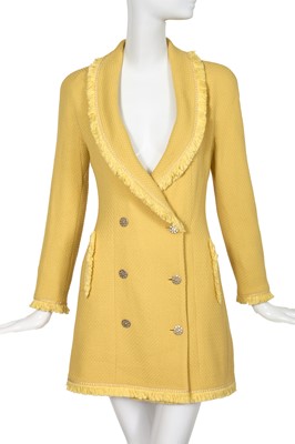 Lot 333 - A Christian Dior by John Galliano pale yellow wool tweed coat dress, 'Dior's Little Sweetheart Pin-Ups' collection, Autumn-Winter 1997-98