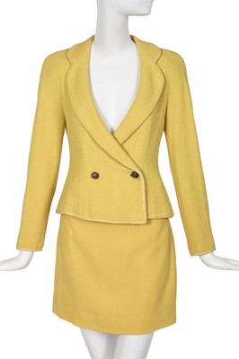 Lot 330 - A Christian Dior by John Galliano pale yellow wool tweed jacket, 'Dior's Little Sweetheart Pin-Ups' collection, Autumn-Winter 1997-98