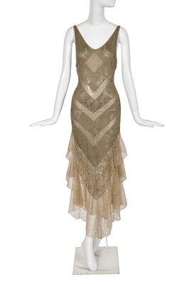 Lot 208 - A Christian Dior by John Galliano khaki-green and gold knitted dress, circa 2004