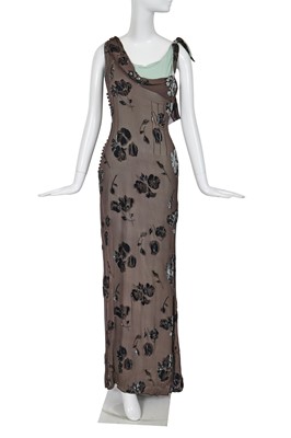 Lot 187 - A John Galliano blue and brown devoré chiffon evening dress, commercial collection 2006