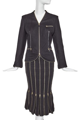 Lot 153 - An Alexander McQueen black wool ensemble, pre-collection, Autumn-Winter 2003-4
