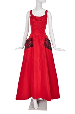 Lot 283 - A Christian Lacroix red silk faille evening ensemble, circa 1994