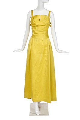 Lot 473 - A Jean Patou haute couture canary yellow silk evening dress, circa 1962