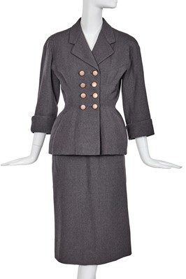 Lot 472 - A Cristóbal Balenciaga haute couture grey wool suit, circa 1951