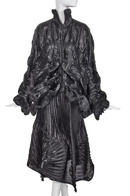 Lot 263 - An Issey Miyake pleated black lamé ensemble, circa 2001