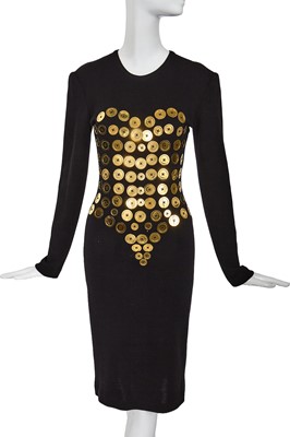 Lot 379 - A Patrick Kelly black wool 'button' dress, circa 1988