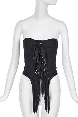 Lot 240 - A Maison Martin Margiela artisanal black cotton 'shoelace' bodice, ‘Retrousses’ collection, Spring-Summer 2003