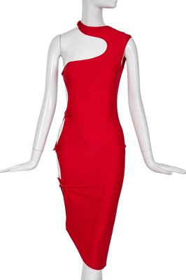 Lot 426 - A Swanky Modes red lycra and nylon 'Amorphous' dress, circa 1978