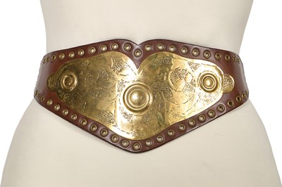 Lot 229 - A rare Christian Dior by John Galliano brass and leather belt, Autumn-Winter 2001-02