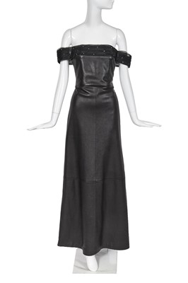 Lot 275 - A Donatella Versace black leather and tulle evening dress, Autumn-Winter 1998-99