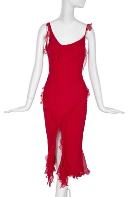 Lot 205 - A Christian Dior by John Galliano raspberry silk chiffon cocktail dress, commercial collection 2004