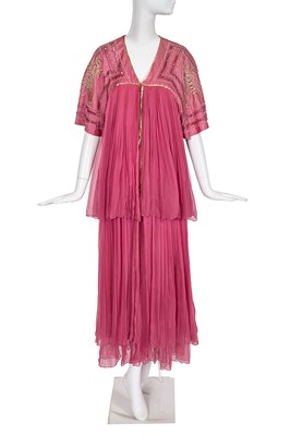Lot 422 - A Bill Gibb embellished pink chiffon dress, 1970s