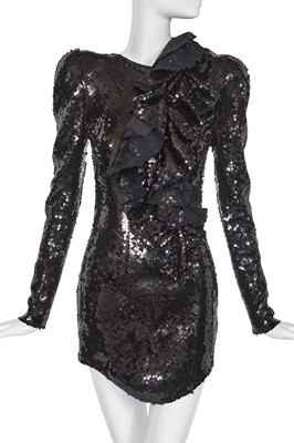 Lot 66 - A Miley Cyrus-worn Francesco Scognamiglio haute couture black sequined cocktail dress, Spring-Summer 2019