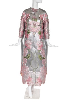Lot 63 - A Björk-worn Francesco Scognamiglio haute couture embellished silver lamé coat, Spring-Summer 2017