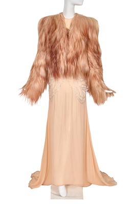 Lot 65 - A Lady Gaga-worn Francesco Scognamiglio peach organza and fur ensemble, Autumn-Winter 2017-18