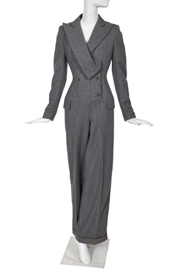 Lot 303 - An Alexander McQueen grey flannel jumpsuit, 'Dante' collection, Autumn-Winter 1996-97