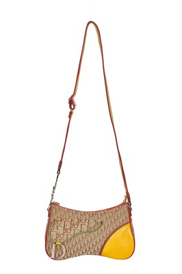 Lot 211 - A Christian Dior by John Galliano trotter-weave 'Rasta' double saddle bag, 2004