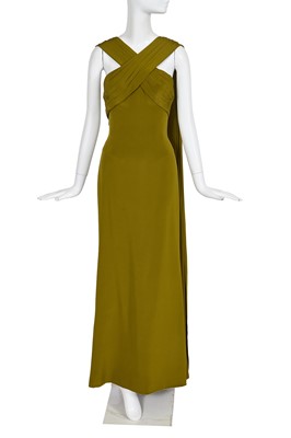 Lot 136 - An Yves Saint Laurent haute couture moss green silk cady sheath, Autumn-Winter 2001-02