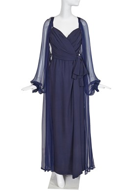 Lot 270 - An Yves Saint Laurent haute couture blue silk evening dress and coat, circa 2001