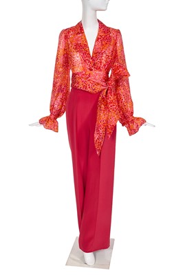 Lot 142 - An Yves Saint Laurent haute couture red silk ensemble, Spring-Summer 2001