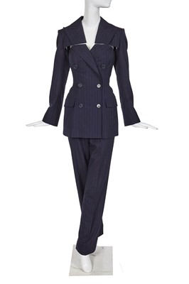 Lot 161 - A Jean Paul Gaultier haute couture navy pinstriped wool suit, ‘Cutters’ collection, Spring-Summer 2001