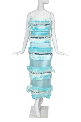 Lot 76 - A Michael Halpern blue organza and raffia dress, Autumn-Winter 2020-01