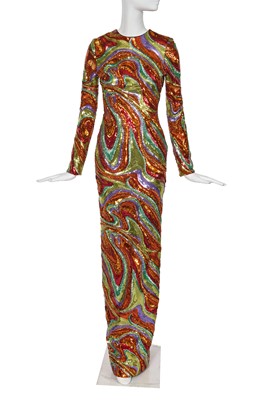 Lot 88 - A Michael Halpern multicoloured sequined evening gown, commercial collection Spring-Summer 2022