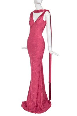 Lot 324 - A John Galliano pink damask crêpe evening dress, pre collection 1998