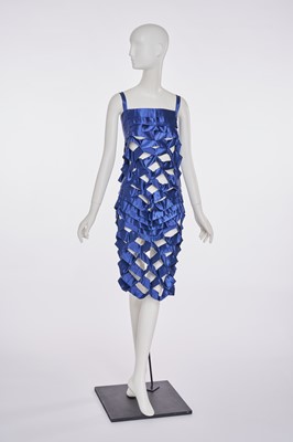Lot 9 - An Issey Miyake blue satin ribbon dress, Spring-Summer 1991